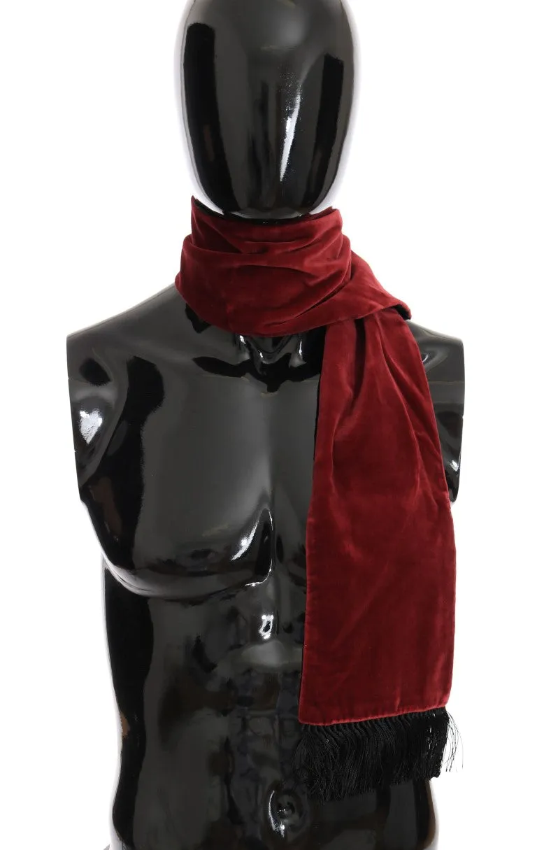 Bordeaux Velvet Fringes Scarf