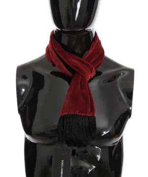 Bordeaux Velvet Fringes Scarf