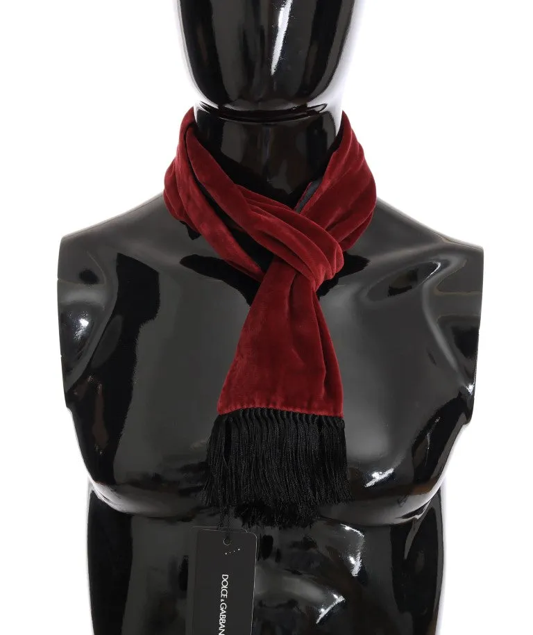Bordeaux Velvet Fringes Scarf