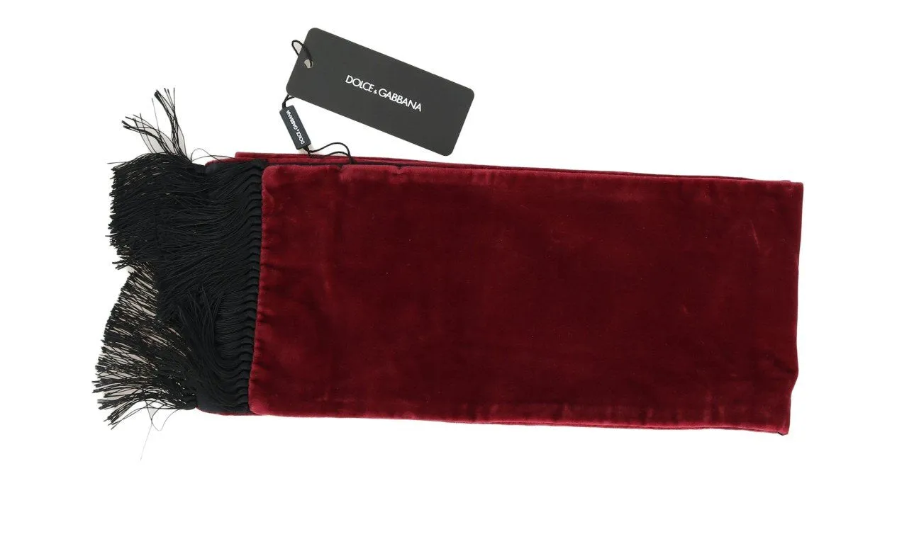 Bordeaux Velvet Silk Fringes Scarf