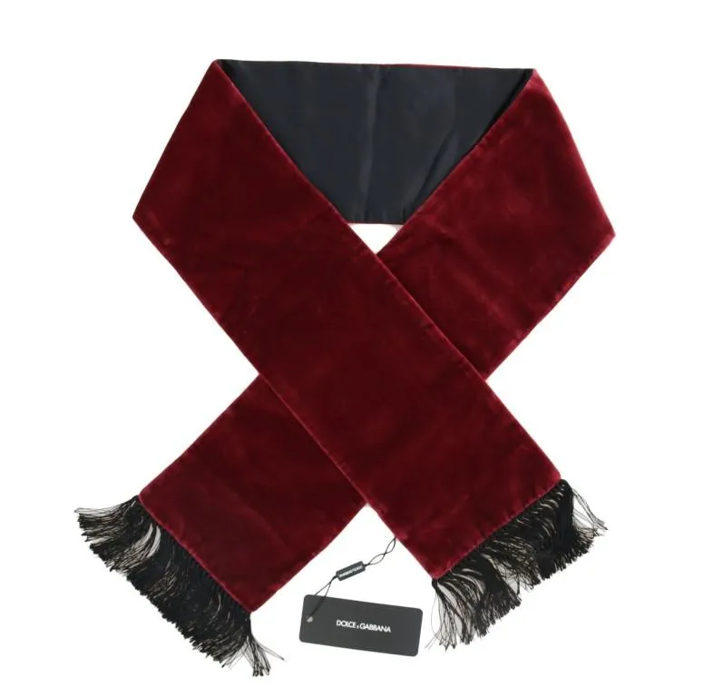 Bordeaux Velvet Silk Fringes Scarf