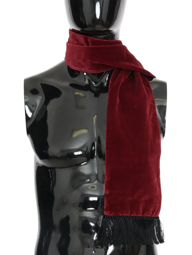 Bordeaux Velvet Silk Fringes Scarf