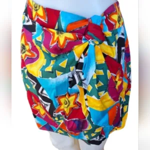 Brett Harrison Colorful Abstract 80s Vibe Wrap Skort 8