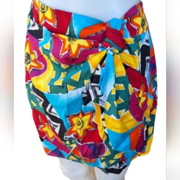 Brett Harrison Colorful Abstract 80s Vibe Wrap Skort 8