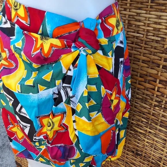 Brett Harrison Colorful Abstract 80s Vibe Wrap Skort 8