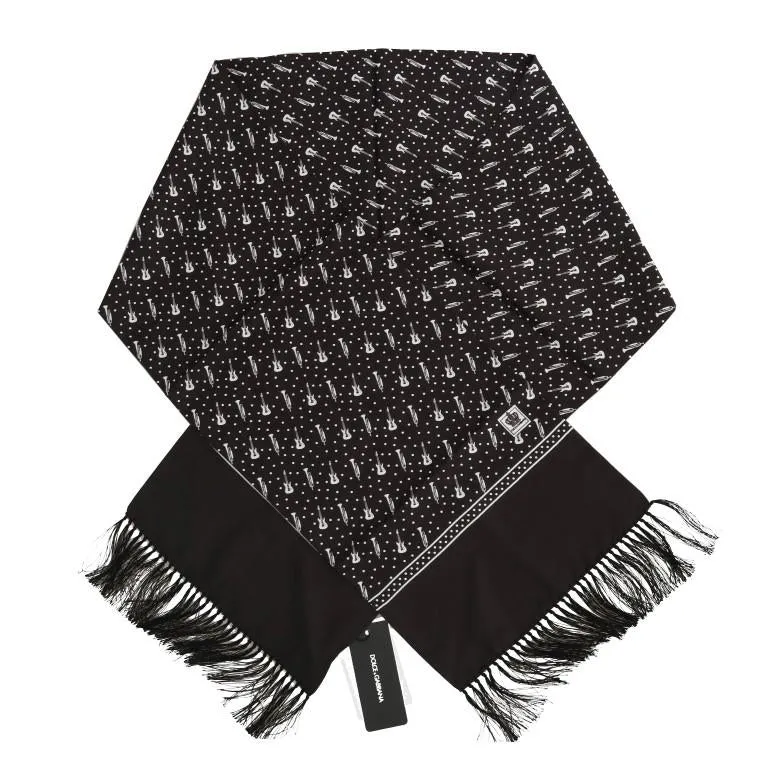 Brown Silk Instrument Fringes Scarf