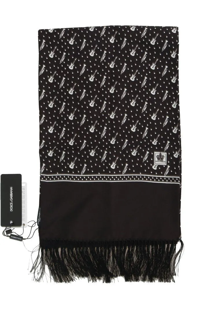 Brown Silk Instrument Fringes Scarf