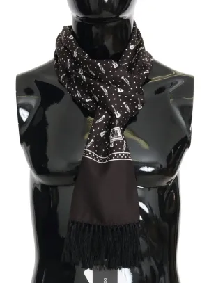 Brown Silk Instrument Fringes Scarf