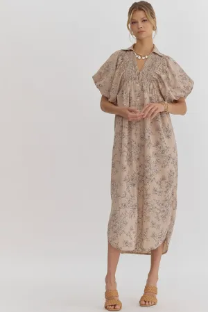 Bubble Sleeve Maxi Dress {Mocha}