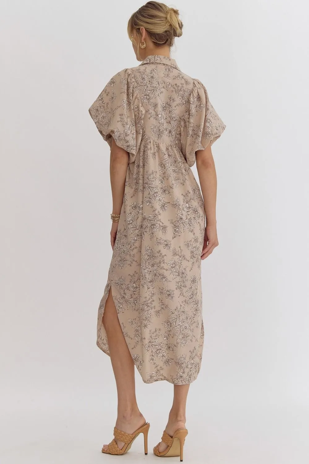 Bubble Sleeve Maxi Dress {Mocha}