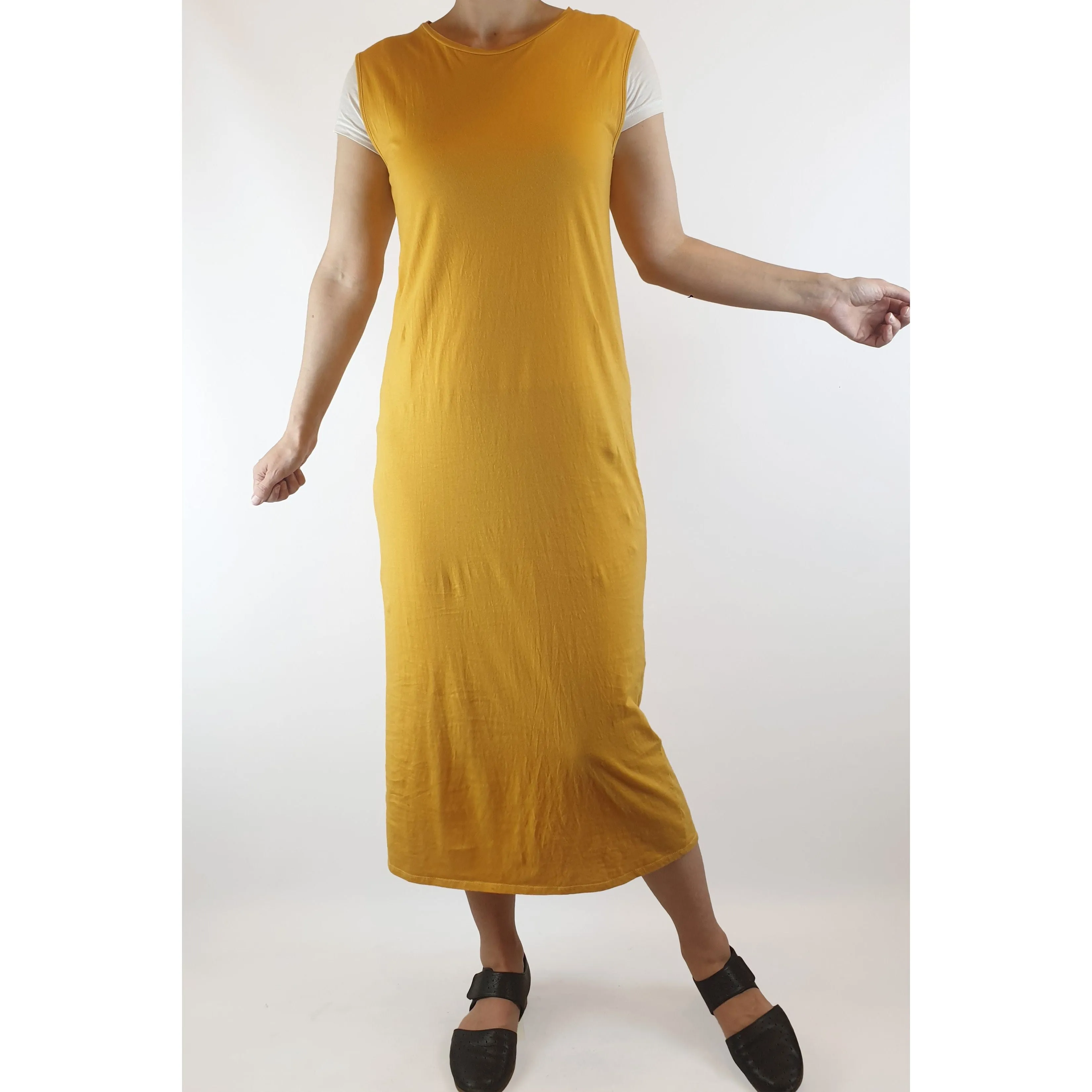 Bul mustard yellow sleeveless cotton maxi dress size 8