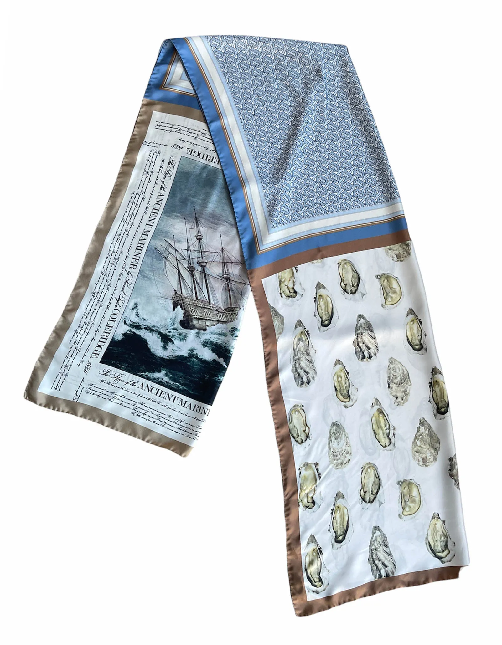 Burberry Oyster, Monogram & Mariner Print Silk Scarf