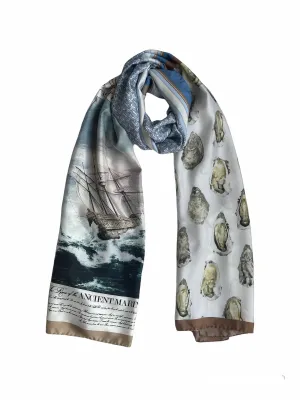 Burberry Oyster, Monogram & Mariner Print Silk Scarf
