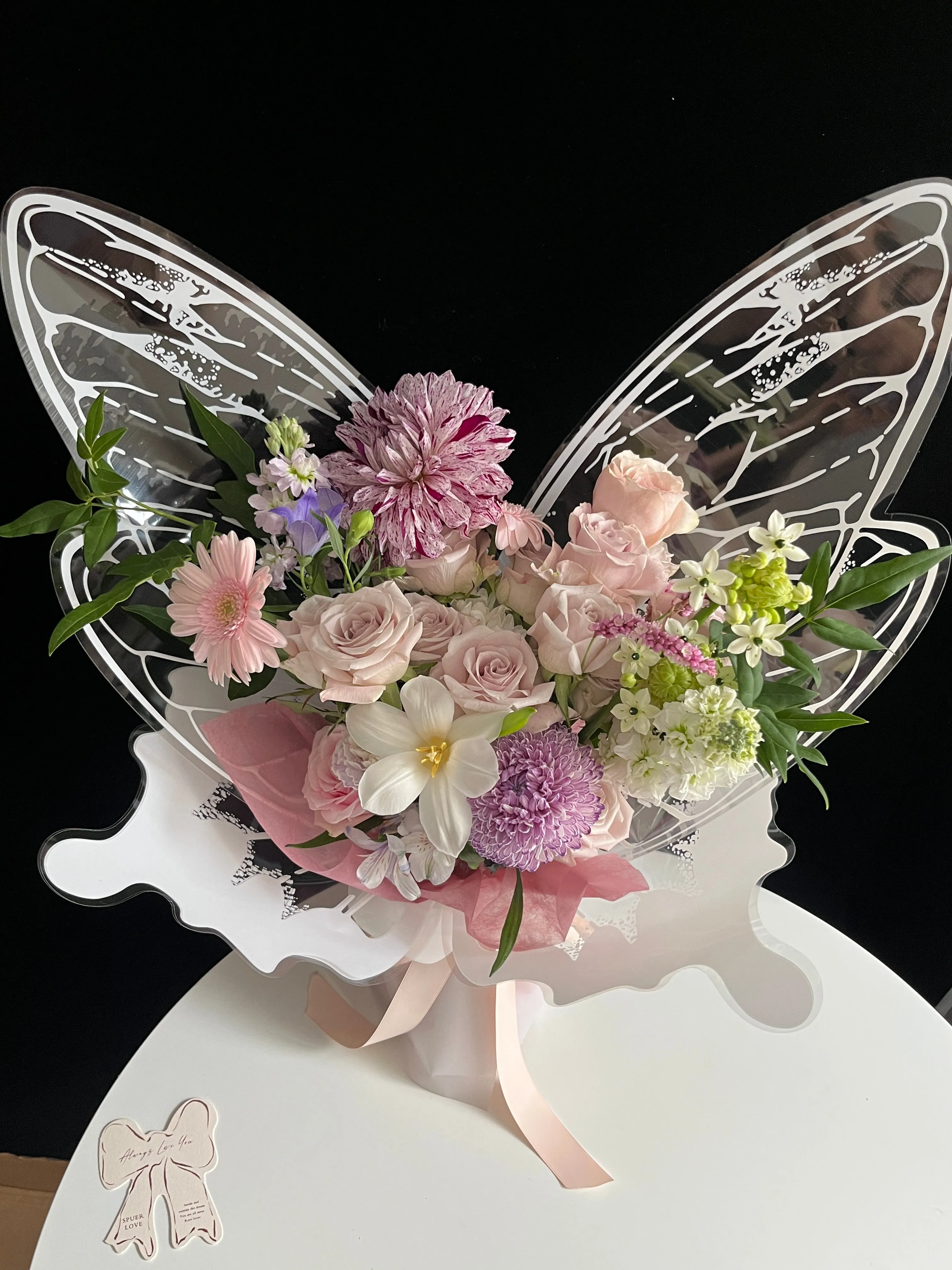 Butterfly Wing Flower Wrapping Paper – Elegant Crystal Finish (20 Sets)