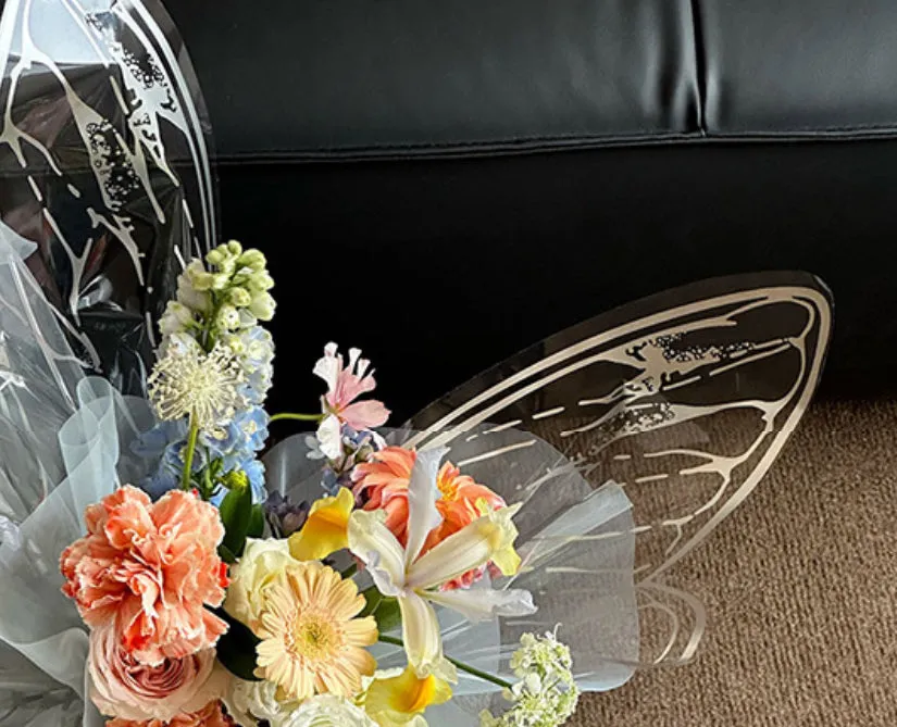 Butterfly Wing Flower Wrapping Paper – Elegant Crystal Finish (20 Sets)