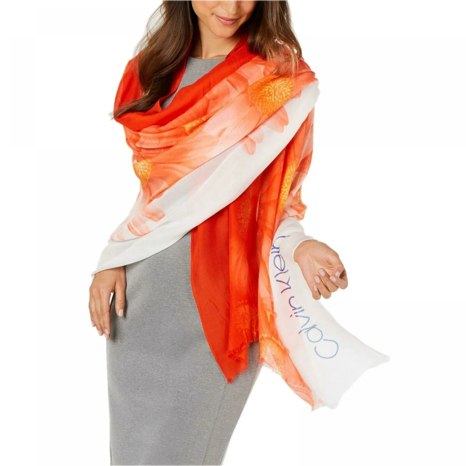 Calvin Klein Women's Ombre Daisy Pareo Wrap Scarf
