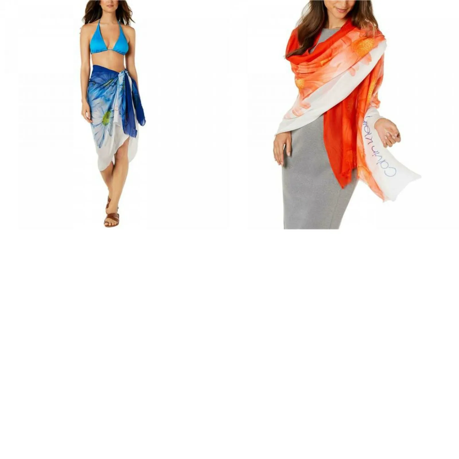 Calvin Klein Women's Ombre Daisy Pareo Wrap Scarf