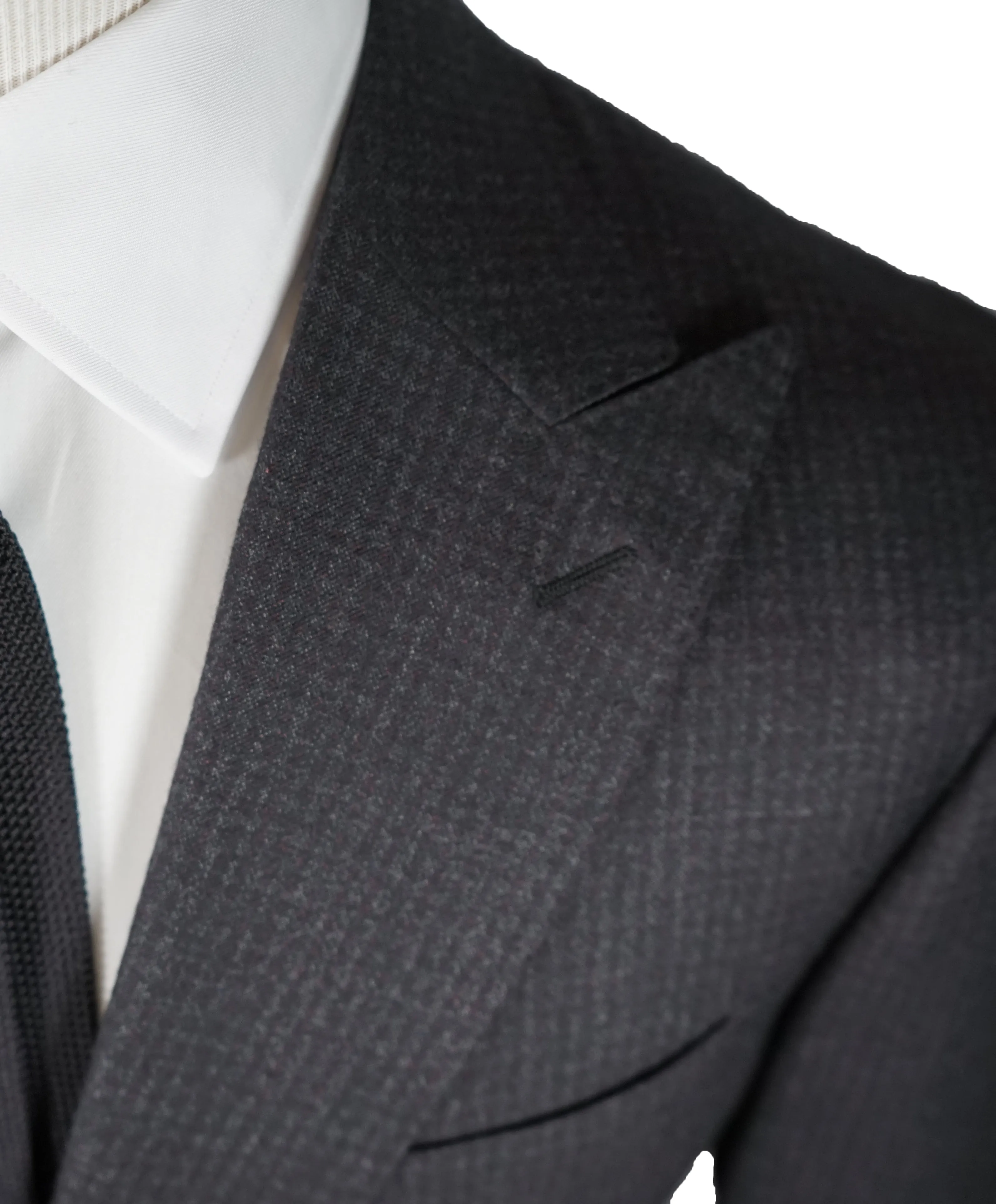 CANALI - Wide Peak Lapel Burgundy Check Suit W Ticket Pocket - 46R