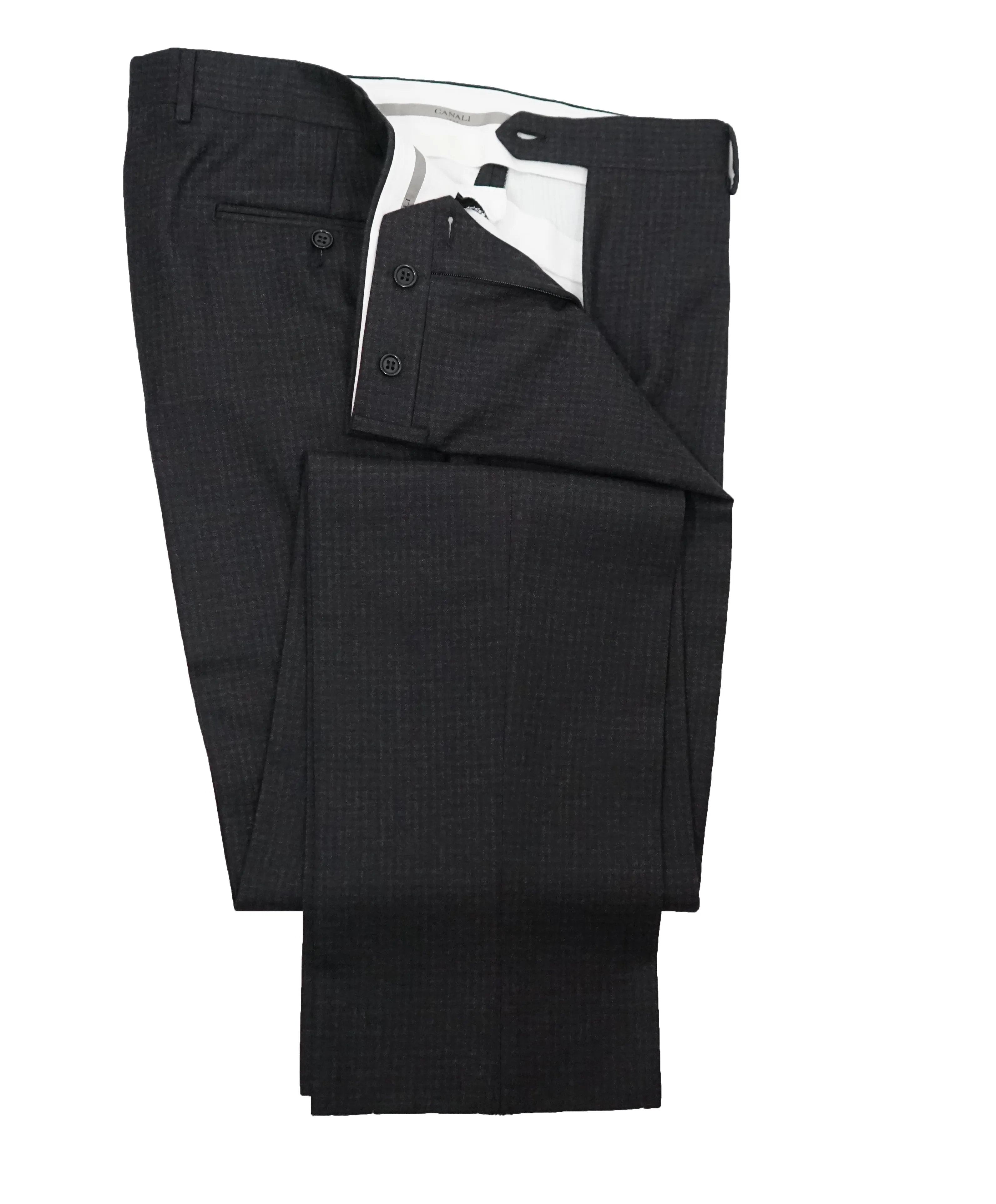 CANALI - Wide Peak Lapel Burgundy Check Suit W Ticket Pocket - 46R