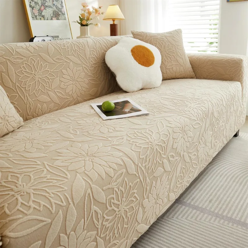 Capa de Sofá Jacquard Floral Impermeável para Casas com Pets