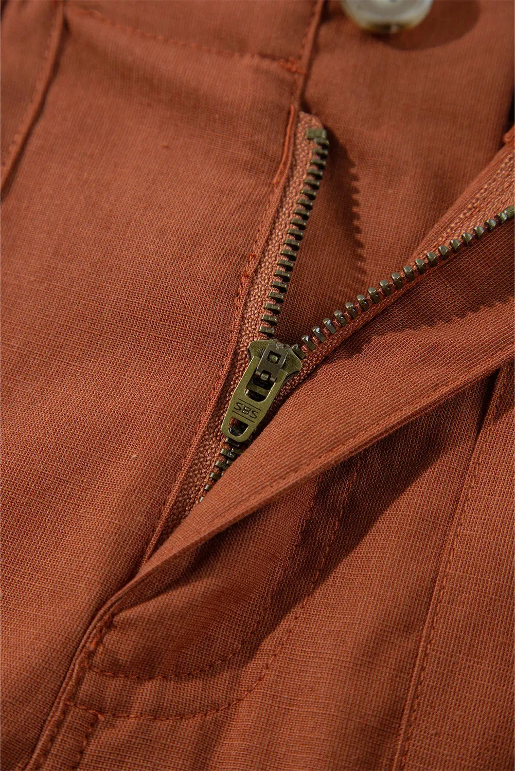Caramel Color Wide Leg Pants with Pockets