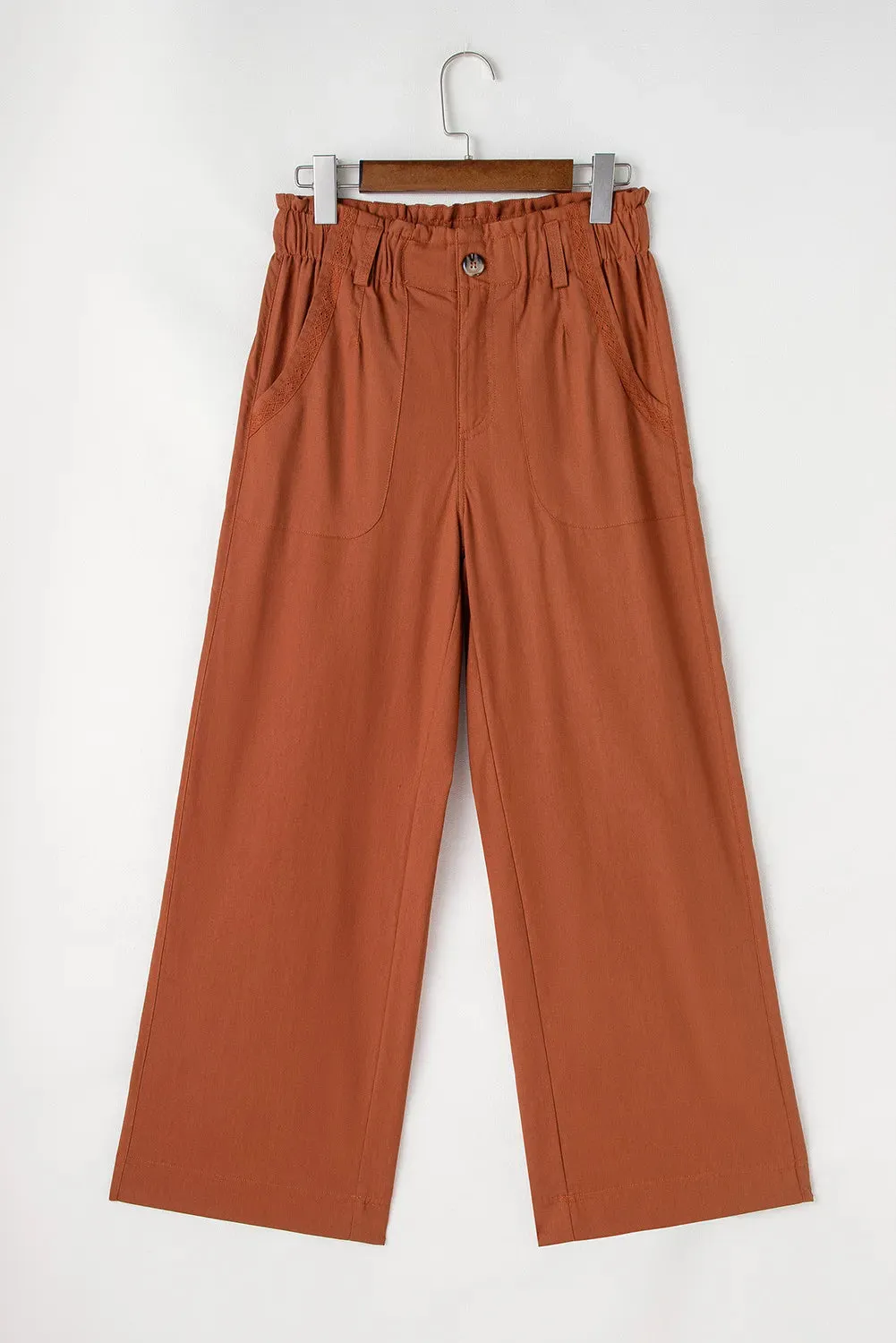 Caramel Color Wide Leg Pants with Pockets
