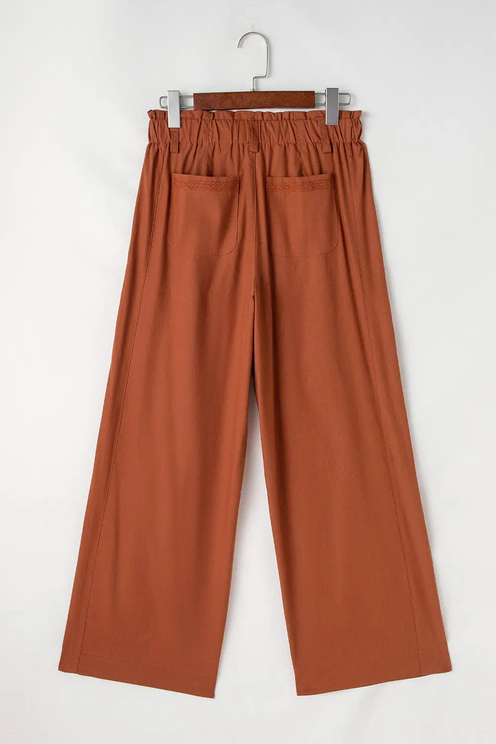Caramel Color Wide Leg Pants with Pockets