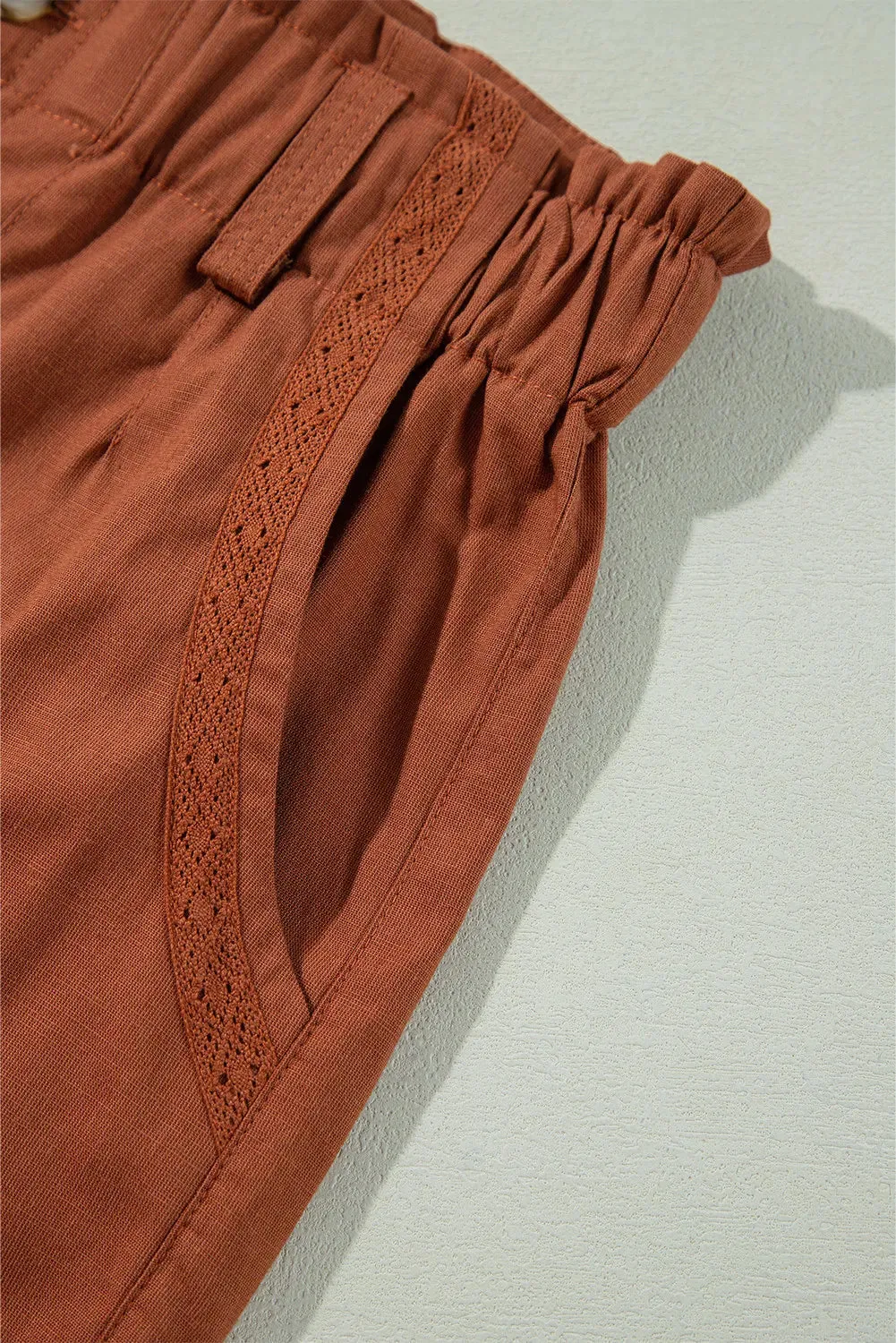 Caramel Color Wide Leg Pants with Pockets