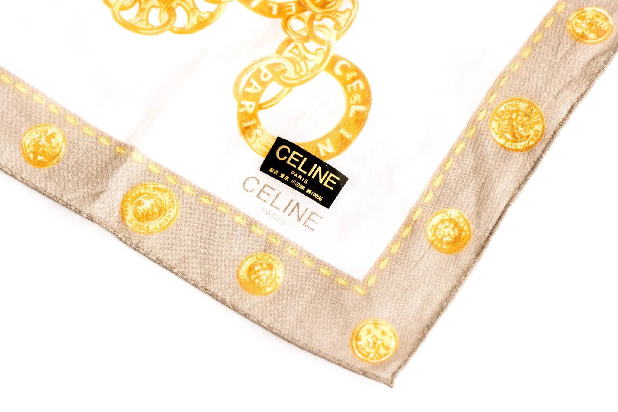 Celine Cotton Square Bandana Scarf "New" Old Stock