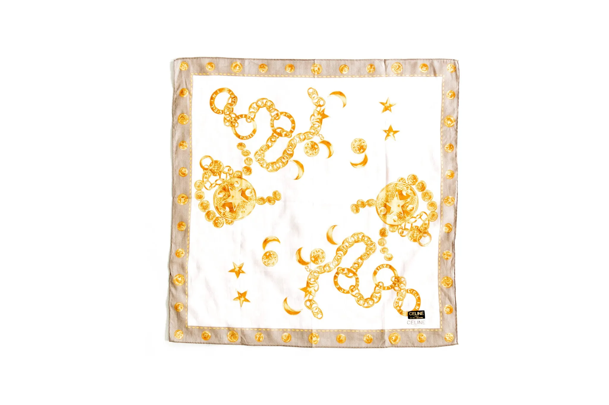 Celine Cotton Square Bandana Scarf "New" Old Stock