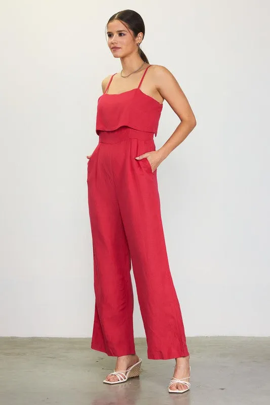 Cherry Linen Jumpsuit