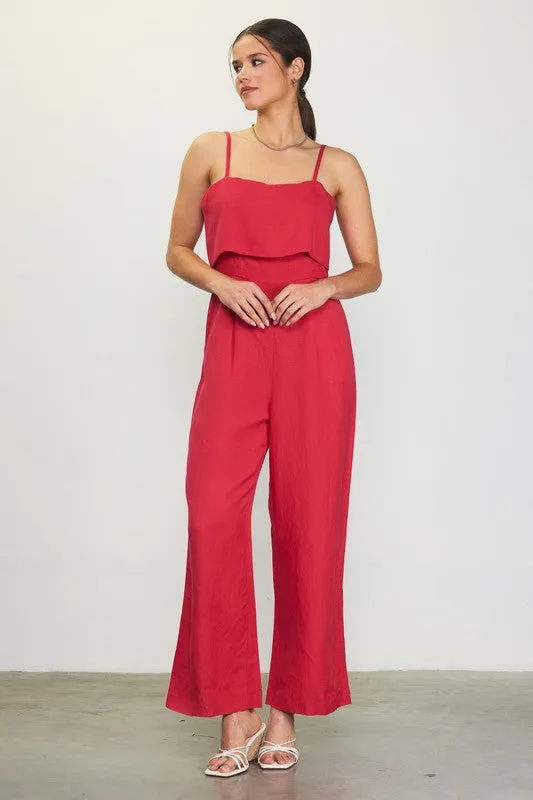 Cherry Linen Jumpsuit