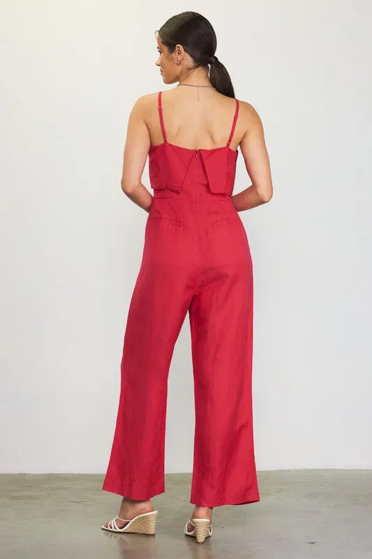 Cherry Linen Jumpsuit