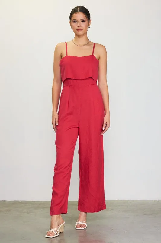 Cherry Linen Jumpsuit