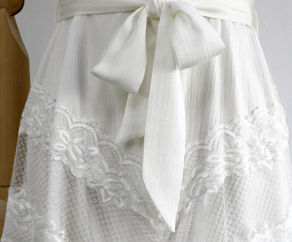 Chest Wrap Irregular White Dress