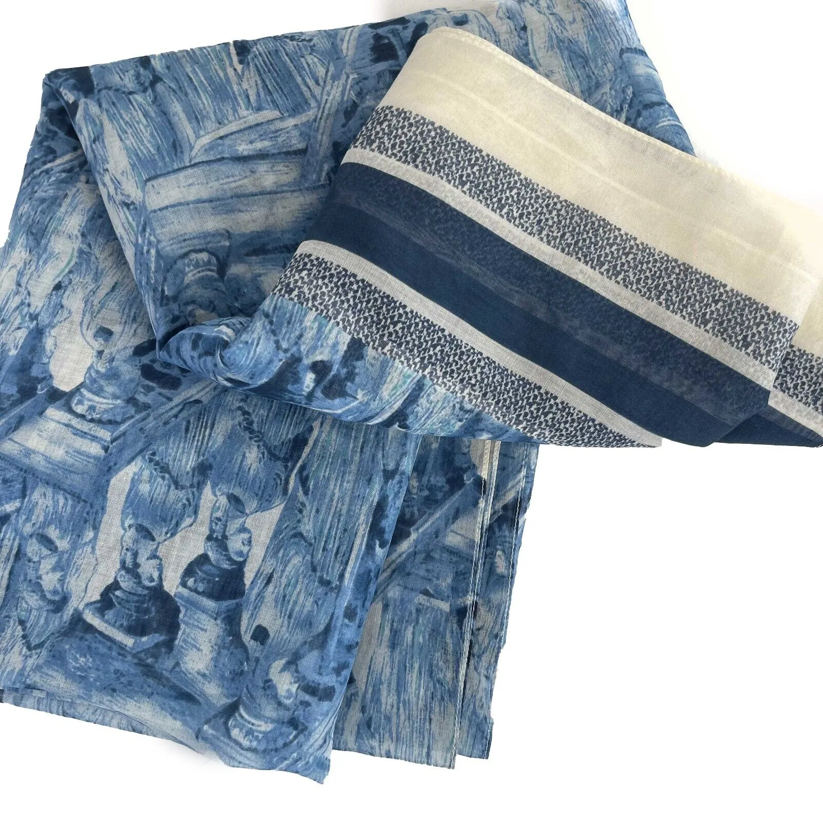Christian Dior - Blue / White Greek Statue Ltd Edition Cruise '22 Cotton Scarf