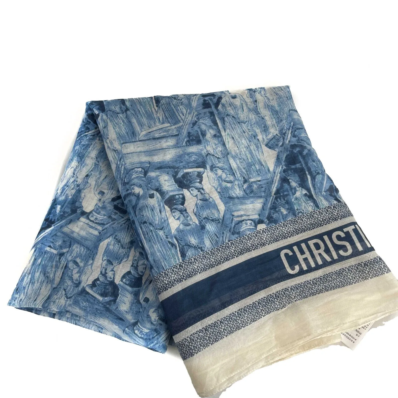 Christian Dior - Blue / White Greek Statue Ltd Edition Cruise '22 Cotton Scarf
