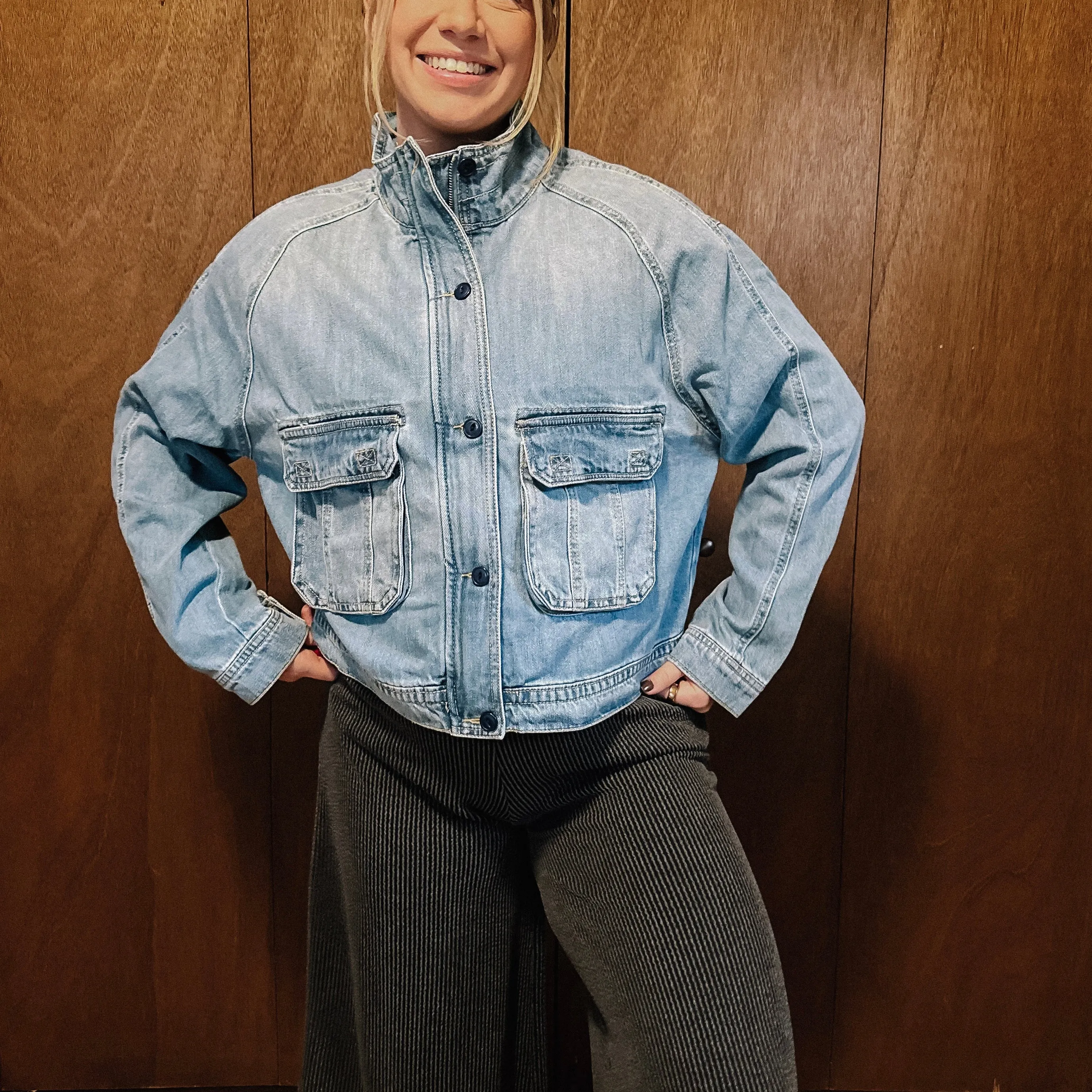 City Fashion Utility Denim Jacket