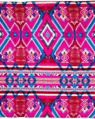 CLSCRFAZTEC--PinkBlu Scarf Silk Aztec - 34"