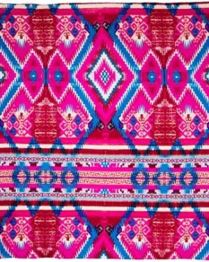 CLSCRFAZTEC--PinkBlu Scarf Silk Aztec - 34"