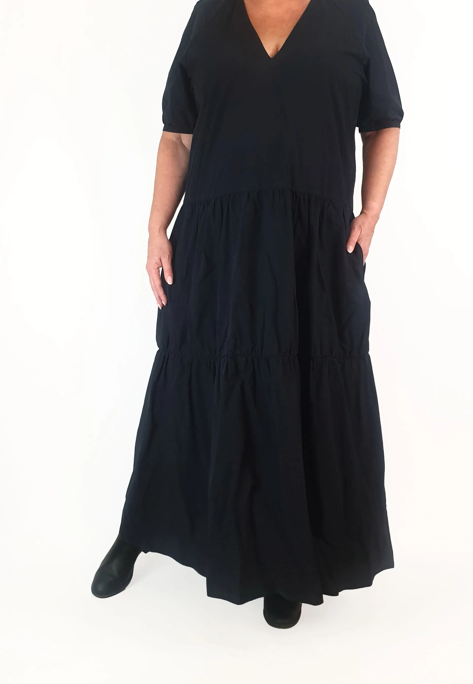 Cos navy maxi tiered dress size 44 (best fits size 16-18)