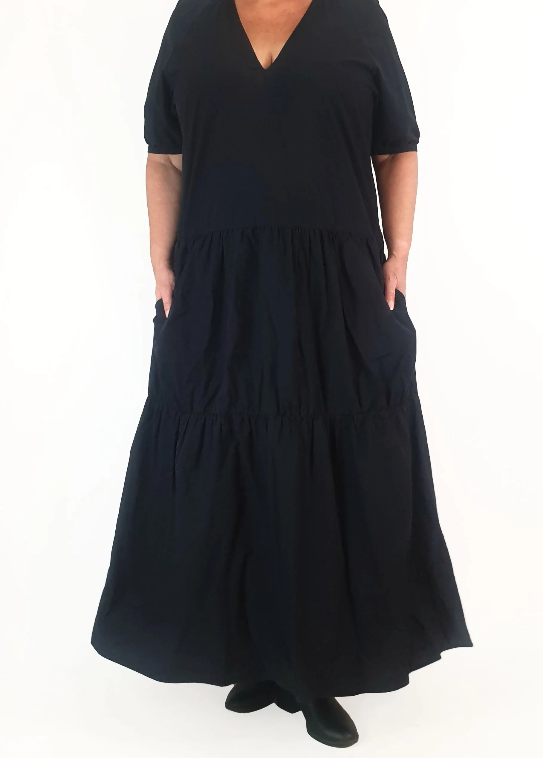 Cos navy maxi tiered dress size 44 (best fits size 16-18)