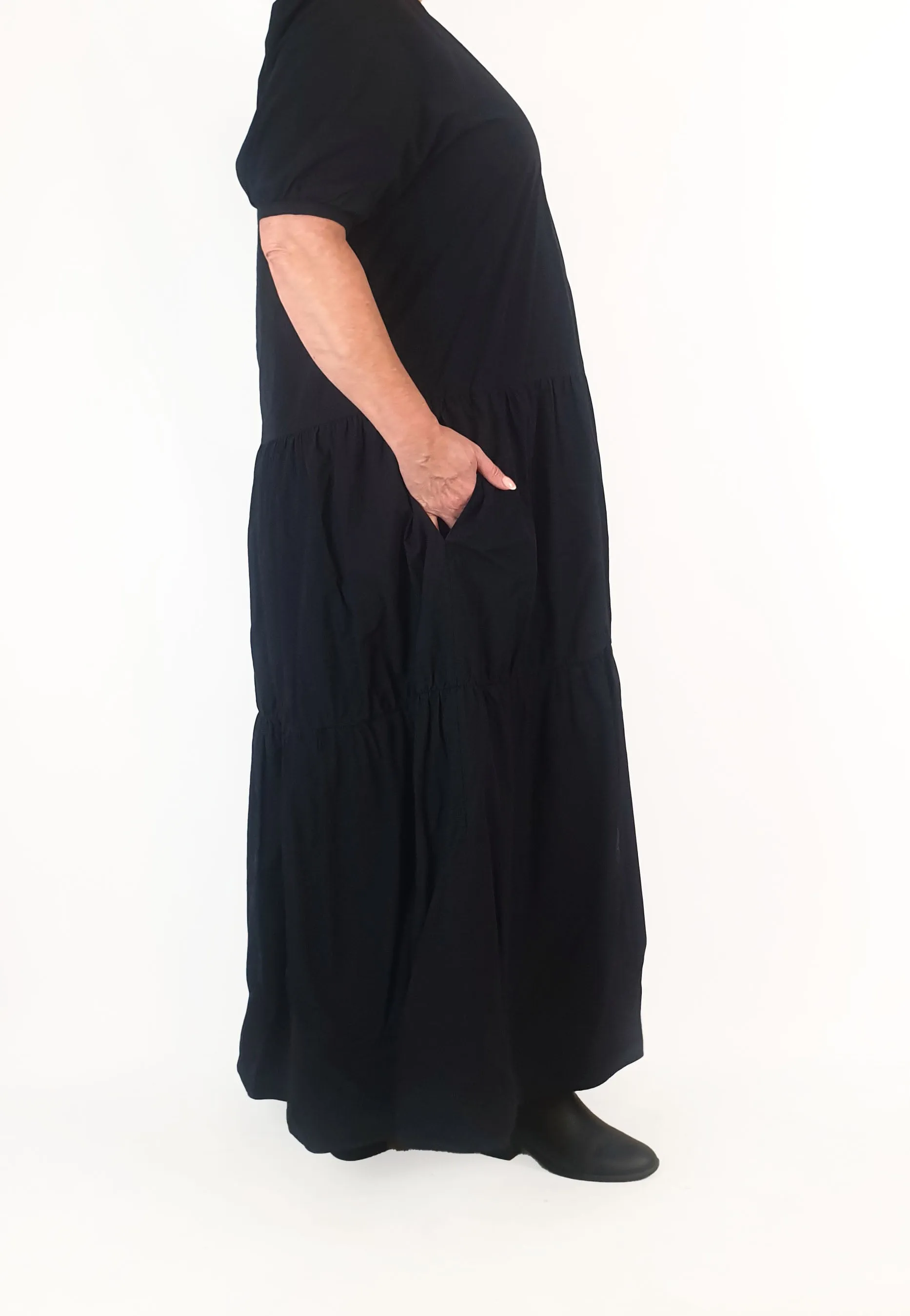 Cos navy maxi tiered dress size 44 (best fits size 16-18)