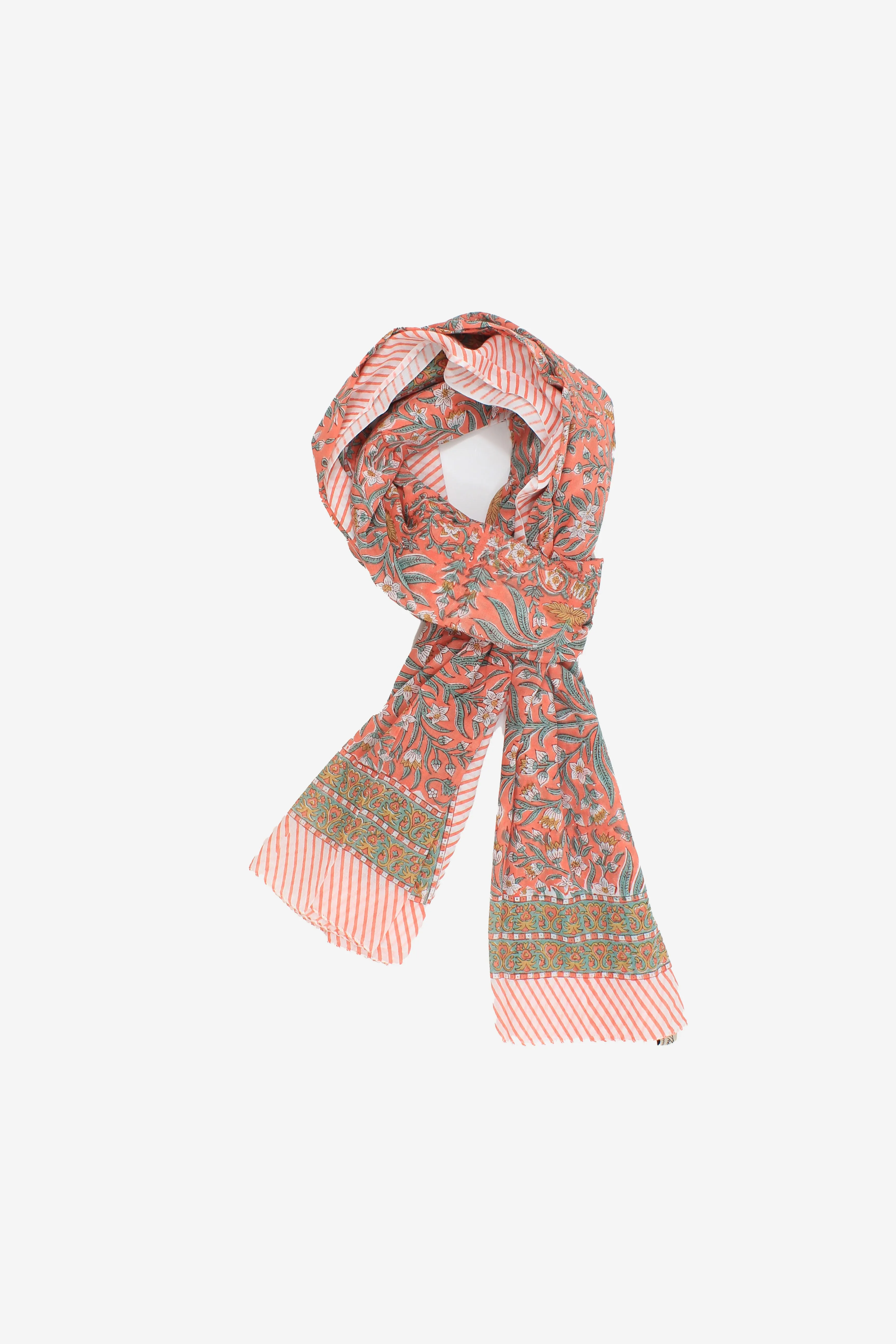Cotton Peach Handmade Block Print Sarong