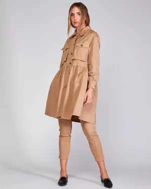 Cotton Tierd Ruffle Patch Pocket Overcoat