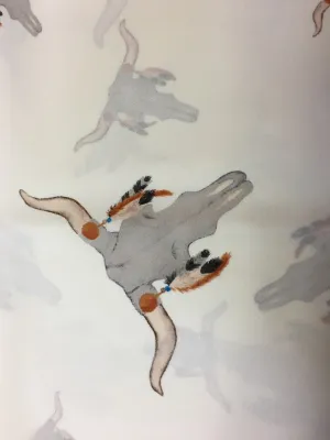 Cowboy Images Accessory: Scarf Charmeuse Print Western Longhorns