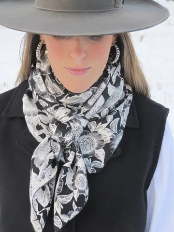 Cowboy Images Accessory: Scarf Charmeuse Print Western Longhorns
