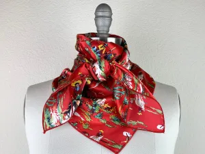 CR Ride Em Cowboy Red Silk Scarf