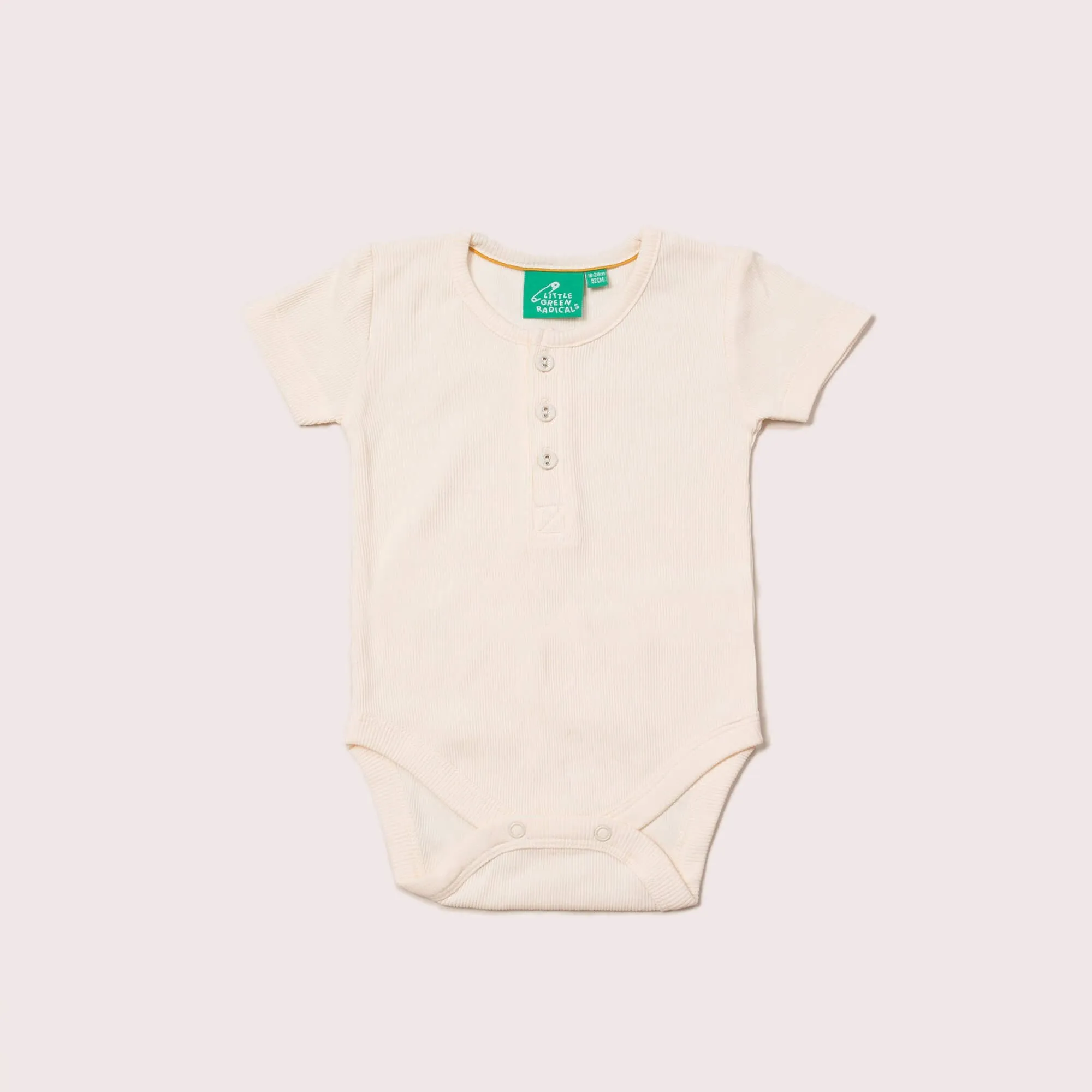 Cream Ribbed Short Sleeve Baby Body
