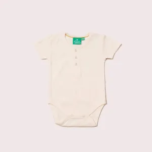 Cream Ribbed Short Sleeve Baby Body